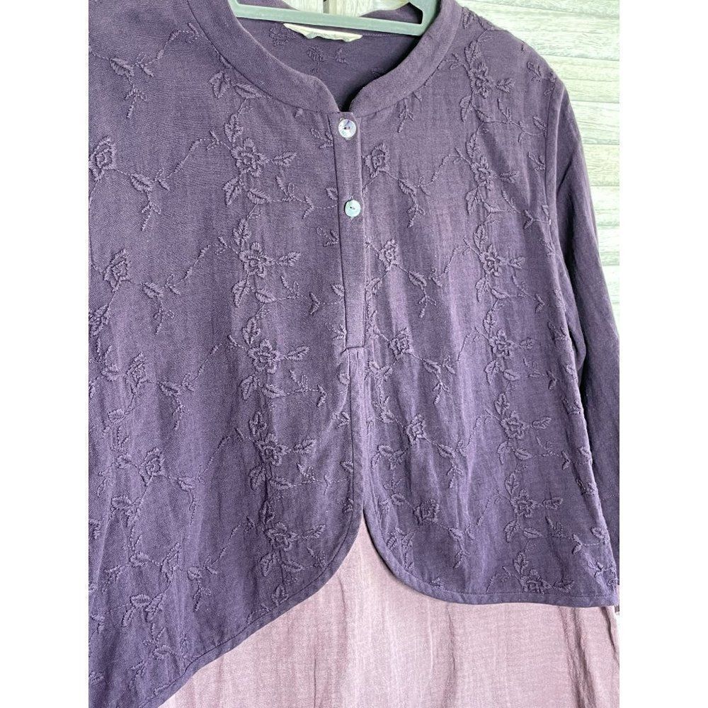 Retro Traditional Chinese 2 Tier Blouse Purple Size Medium - Picture 2 of 6